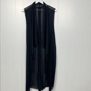 LA Haine Insideus (Italian) Womens Duster XS-S Black Waterfall Sleeveless EUC